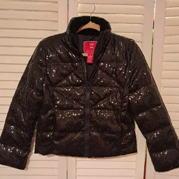 WOMENS CIAO MILANO RINA BLACK SEQUIN DUCK DOWN JACKET XS - Picture 4 of 9